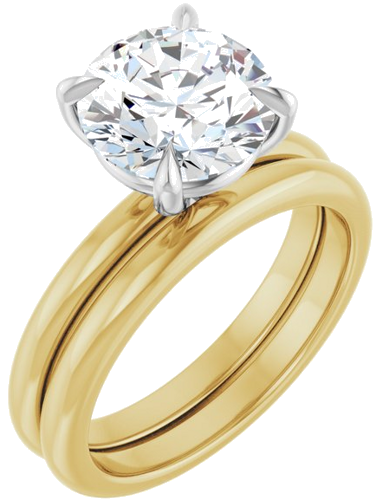 14K Yellow White 9 mm Round Solitaire Engagement Ring Mounting (6)