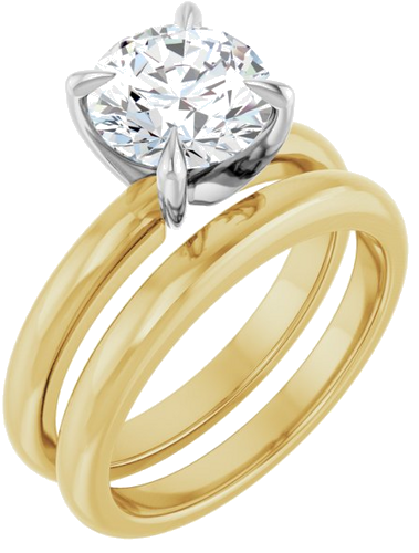 14K Yellow White 8 mm Round Solitaire Engagement Ring Mounting (6)