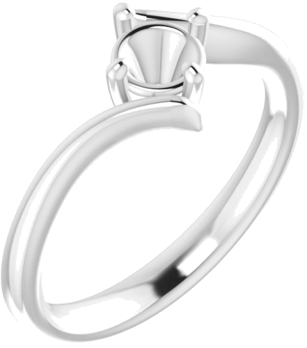 14K White  4.8 mm Round Solitaire Engagement Ring Mounting (1)