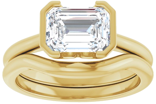 14K Yellow 8x6 mm Emerald Solitaire Engagement Ring Mounting (8)