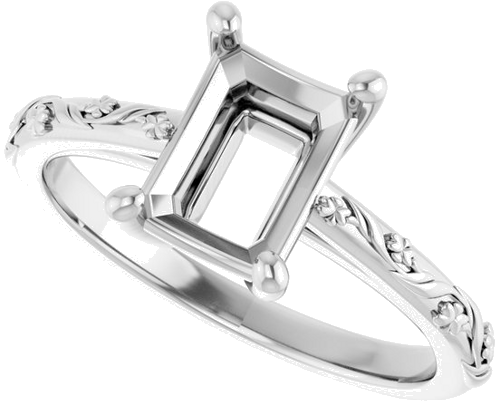 Sužadėtuvių Žiedas „Solitaire“ 950 Platinos Emerald 8mm x 6mm (5)