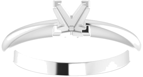 Sužadėtuvių Žiedas „V-End Solitaire“ 585 Baltojo Aukso Square 4.5mm (3)