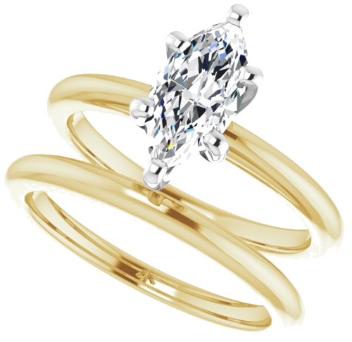Sužadėtuvių Žiedas „Solitaire“ 417 Baltojo Ir Geltonojo Aukso Marquise 10mm x 5mm (10)