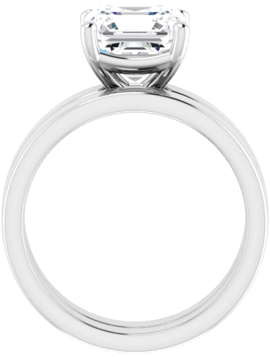 14K White 8 mm Asscher Solitaire Engagement Ring Mounting (7)