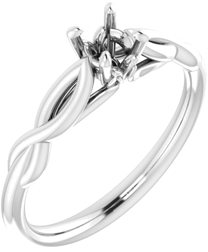 14K White  4.4 mm Round Solitaire Engagement Ring Mounting (1)