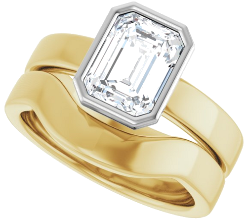 14K Yellow White 8x6 mm Emerald Solitaire Engagement Ring Mounting (10)