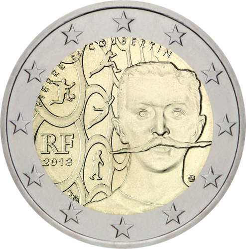 2013 Prancūzija Coubertin 2 eurų moneta (1)