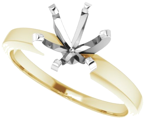 Sužadėtuvių Žiedas „Solitaire“ 585 Baltojo Ir Geltonojo Aukso Round 7.3mm x 7.7mm (5)