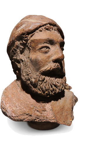 Древногръцка теракотена скулптура на глава, елинистически период, III–I в. пр.н.е. (2)