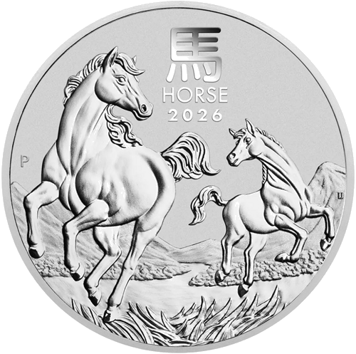 2 oz Година на Коня 2026 (Lunar III) Австралия сребърна монета (1)