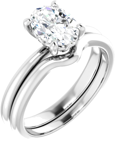 14K White 8x6 mm Oval Solitaire Engagement Ring Mounting (6)