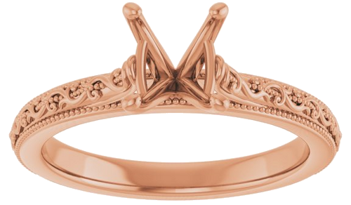 14K Rose  8x6 mm Oval Solitaire Engagement Ring Mounting (3)