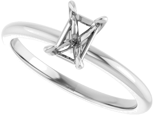 Sužadėtuvių Žiedas „Solitaire“ 585 Baltojo Aukso Emerald 6mm x 4mm (5)