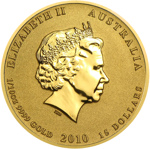 1/10 oz Tīģera gads 2010 (LUNAR II) Austrālijas zelta monēta (2)