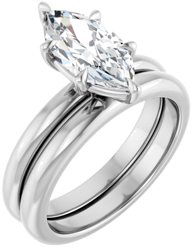 Sužadėtuvių Žiedas 585 Baltojo Aukso Marquise 12mm x 6mm (6)