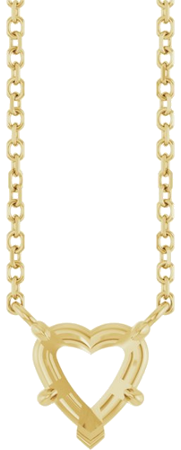 14K Yellow 6.5 mm Heart Solitaire 18  Necklace (1)