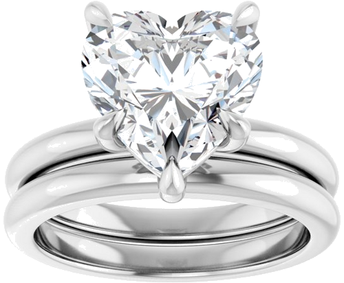 14K White 10x10 mm Heart Solitaire Engagement Ring Mounting (8)