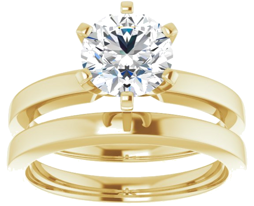 Sužadėtuvių Žiedas „Solitaire“ 585 Geltonojo Aukso Round 7mm (8)