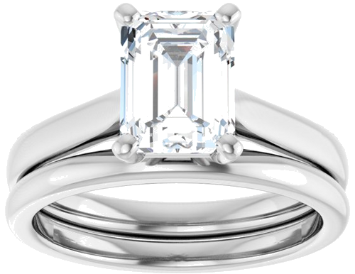 Platinum 8x6 mm Emerald Engagement Ring Mounting (8)