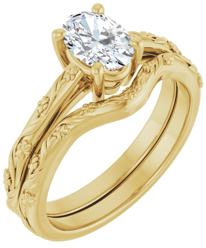 Sužadėtuvių Žiedas „Solitaire“ 585 Geltonojo Aukso Oval 7mm x 5mm (6)