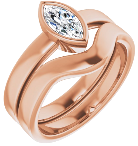 Sužadėtuvių Žiedas „Solitaire“ 585 Rožinis Aukso Marquise 8mm x 4mm (6)