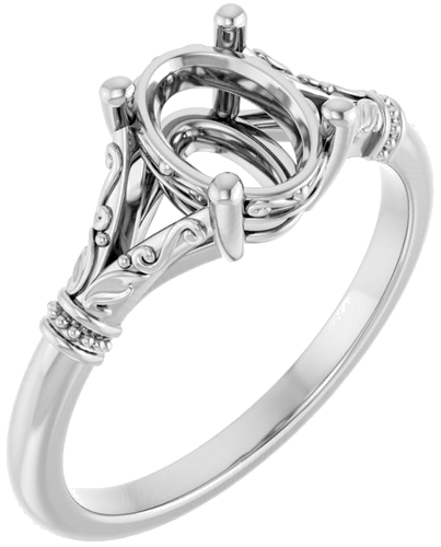 Sužadėtuvių Žiedas „Split Shank“ 950 Platinos Oval 8mm x 6mm (1)