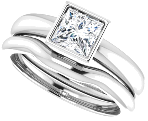 Sužadėtuvių Žiedas „Bezel-Set Solitaire“ 585 Baltojo Aukso Square 5mm (10)