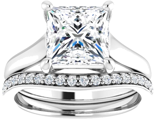 Sužadėtuvių Žiedas „Solitaire“ 585 Baltojo Aukso Square 7.5mm (8)