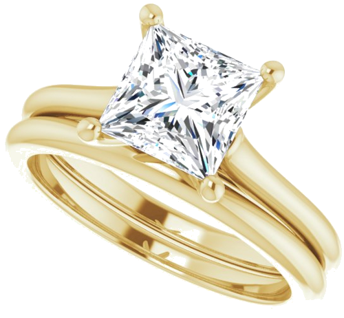 Sužadėtuvių Žiedas „Solitaire“ 585 Geltonojo Aukso Square 6.5mm (10)