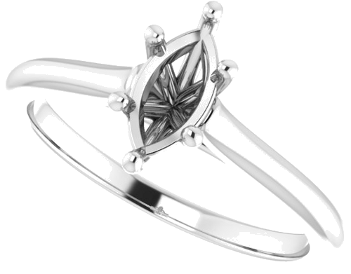 Sužadėtuvių Žiedas „Solitaire“ 585 Baltojo Aukso Marquise 8mm x 4mm (5)