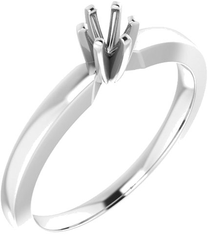 10K White 3.4 mm Round Solitaire Engagement Ring Mounting (1)