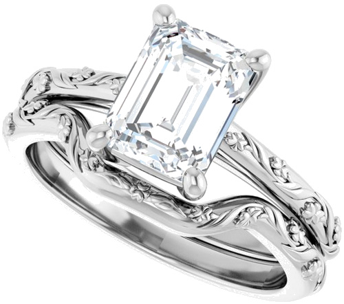 Sužadėtuvių Žiedas „Solitaire“ 950 Platinos Emerald 8mm x 6mm (10)