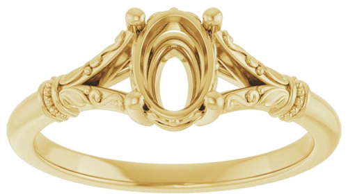 14K Yellow 7x5 mm Oval Solitaire Engagement Ring Mounting (3)