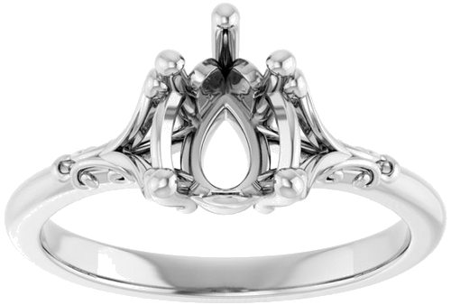 Sužadėtuvių Žiedas „Solitaire“ 585 Baltojo Aukso Pear Shape 8mm x 6mm (3)