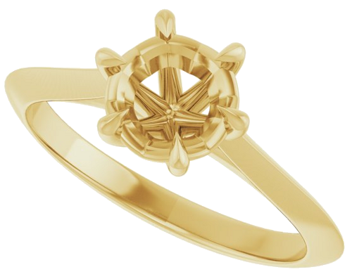14K Yellow 6.5 mm Round Solitaire Engagement Ring Mounting (5)