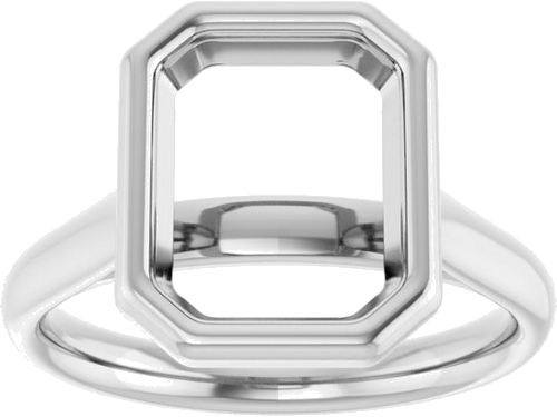 Sužadėtuvių Žiedas „Bezel-Set Solitaire“ 950 Platinos Emerald 10mm x 8mm (3)