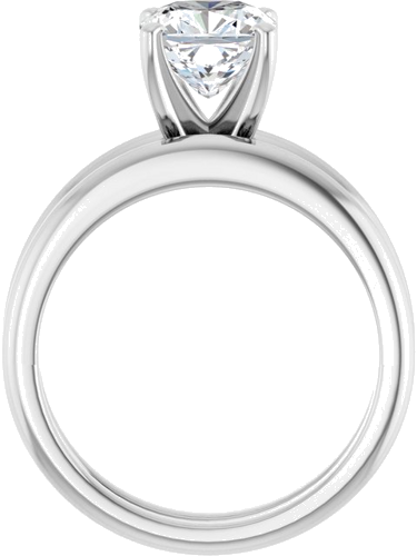 14K White  7 mm Cushion Solitaire Engagement Ring Mounting (7)