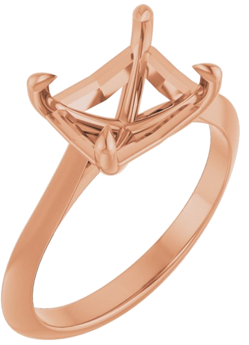 10K Rose 9x7 mm Emerald Solitaire Engagement Ring Mounting (1)