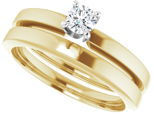 14K Yellow White 3.75 mm Round Solitaire Engagement Ring Mounting (10)