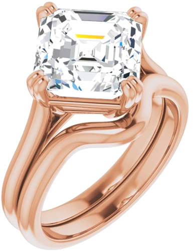 14K Rose 9 mm Asscher Solitaire Engagement Ring Mounting (6)