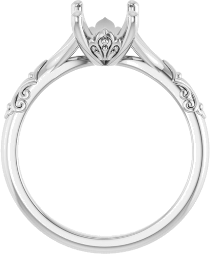 14K White 8x6 mm Emerald Solitaire Engagement Ring Mounting (2)