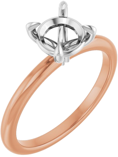 14K Rose White 7 mm Round Solitaire Engagement Ring Mounting (1)