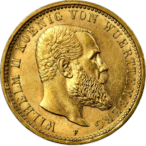 10 Marks Wilhelm II gold coin Wurtemberg German Empire (1)
