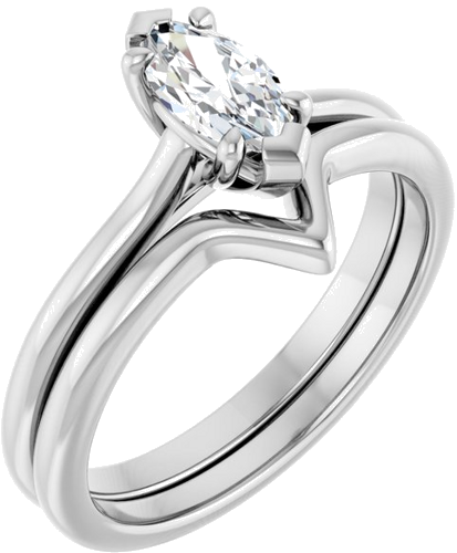 14K White 8x4 mm Marquise V-Prong Engagement Ring Mounting (6)