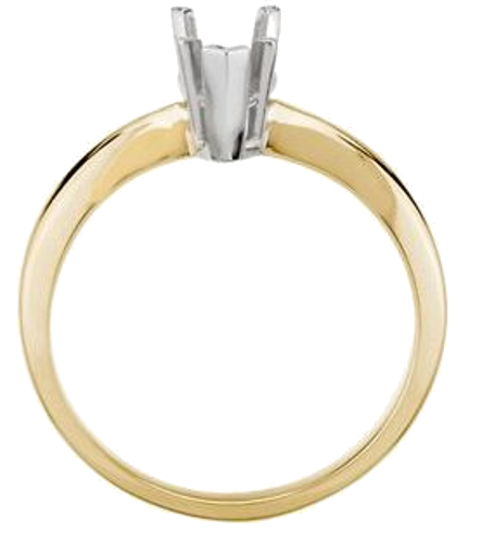 14K Yellow   White 9x6 mm Pear 5-Prong Solitaire Ring Mounting (2)