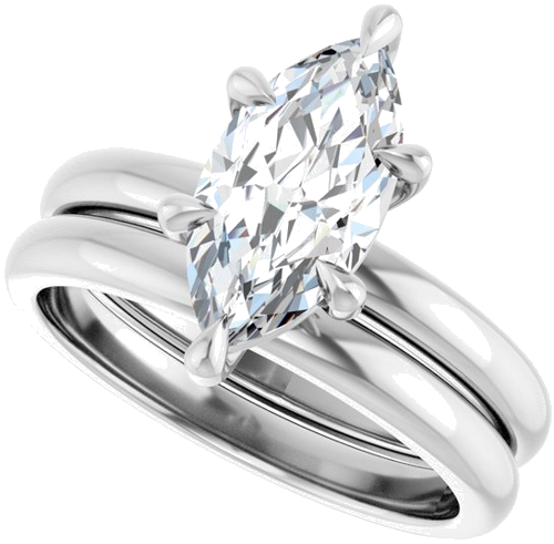 14K White 12x6 mm Marquise Solitaire Engagement Ring Mounting (10)