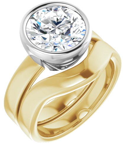 14K Yellow White 9.4 mm Round Solitaire Engagement Ring Mounting (6)