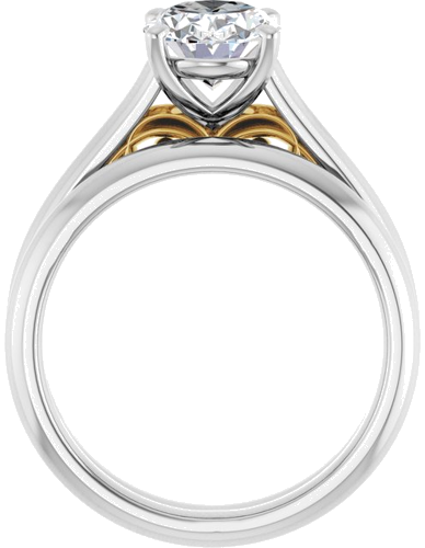 Sužadėtuvių Žiedas „Solitaire“ 585 Baltojo Ir Geltonojo Aukso Oval 9mm x 7mm (7)