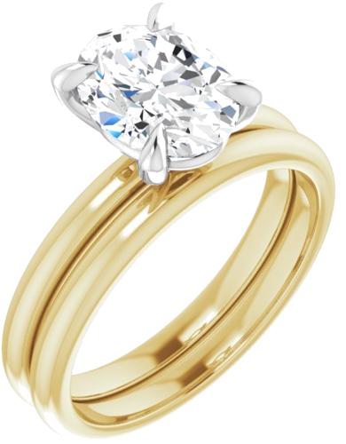 18K Yellow White 9 x 7 mm Oval Engagement Ring Mounting (6)