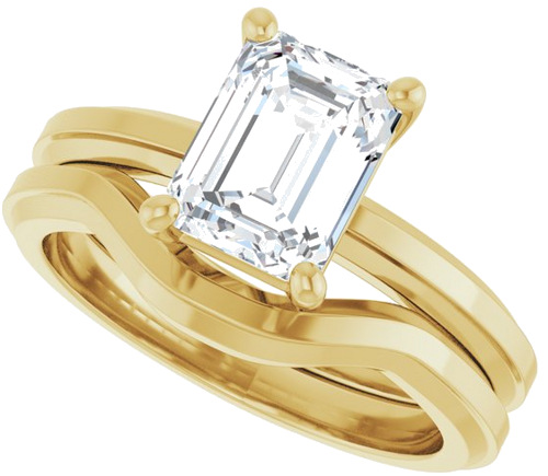 Sužadėtuvių Žiedas „Solitaire“ 585 Geltonojo Aukso Emerald 8mm x 6mm (10)